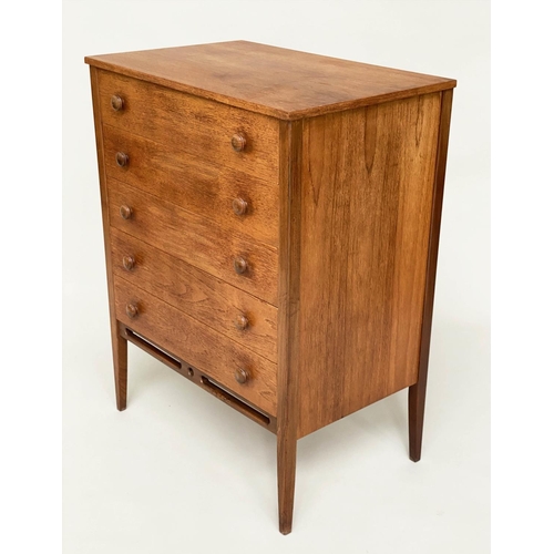 372 - HEALS CHEST, vintage mid 20th century teak with five long drawers attributed to Heals, 71cm x 46cm x... 