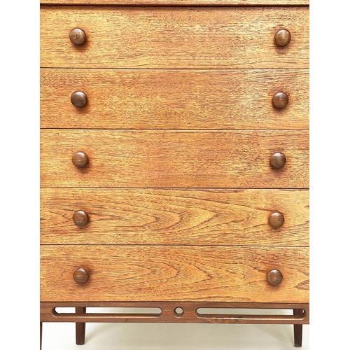 372 - HEALS CHEST, vintage mid 20th century teak with five long drawers attributed to Heals, 71cm x 46cm x... 