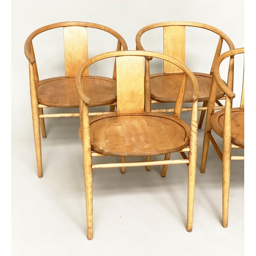 376 - FOR HAGAFORS LENA CHAIRS, a set of four, birch and stamped under, 72cm H x 54cm by SVEN ERIK FRYKLUN... 