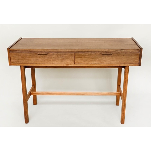 378 - WRITING TABLE, 1960's Danish rosewood with two frieze drawers and stretchered supports, 122cm x 75cm... 