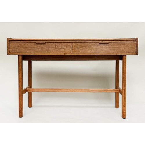 378 - WRITING TABLE, 1960's Danish rosewood with two frieze drawers and stretchered supports, 122cm x 75cm... 