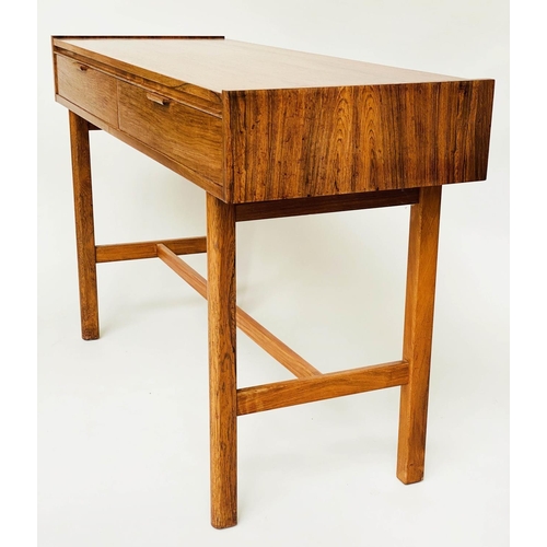 378 - WRITING TABLE, 1960's Danish rosewood with two frieze drawers and stretchered supports, 122cm x 75cm... 