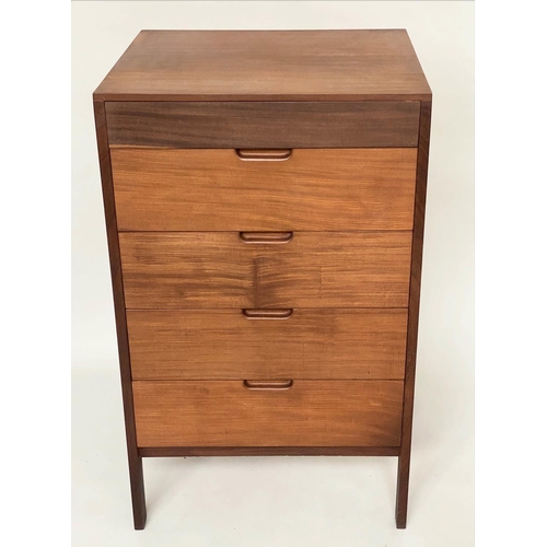 381 - CHEST, mid 20th century Danish teak with five drawers including a frieze drawer, 62cm x 51cm x 108cm... 