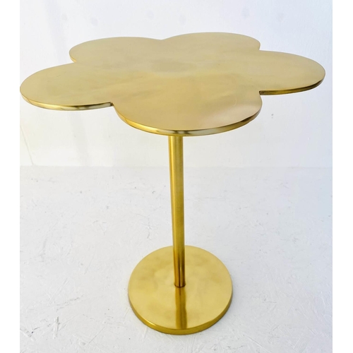 464 - CLOVER LEAF SIDE TABLES, a pair, 51cm high, 41cm diameter, gilt metal. (2)