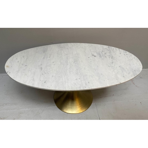 465 - LOW TABLE, 44cm high, 100cm wide, 56cm deep, 1970s Italian style, marble top, gilt metal base.