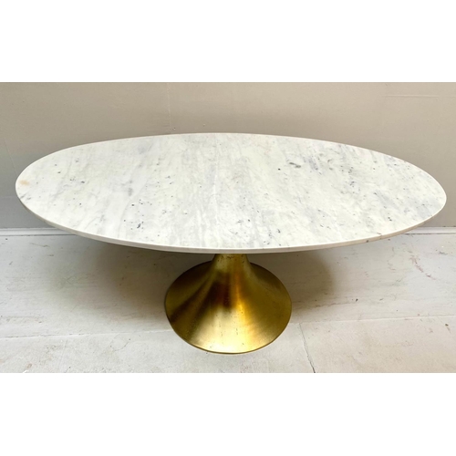 465 - LOW TABLE, 44cm high, 100cm wide, 56cm deep, 1970s Italian style, marble top, gilt metal base.