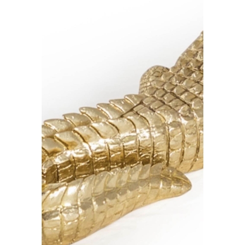 468 - CROCODILE CANDELABRA, a pair, 44cm high, 51cm long, 15cm deep, gilt finish. (2)