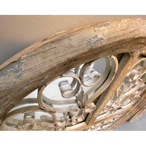 472 - ARCHITECTURAL CIRCULAR WALL MIRRORS, a pair, 72cm diameter, 5cm deep, aged frames. (2)