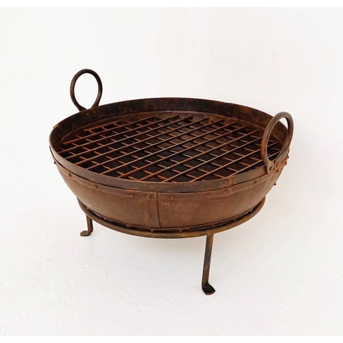 488 - KADAI FIRE BOWL, 47cm H x 64cm x 60cm, on stand.