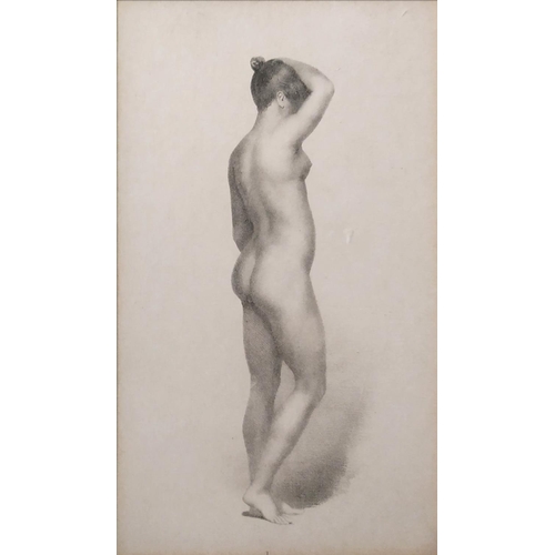 49 - 19TH CENTURY SCHOOL, 'Nude studies', pencil, 20cm x 12cm, framed. (3)