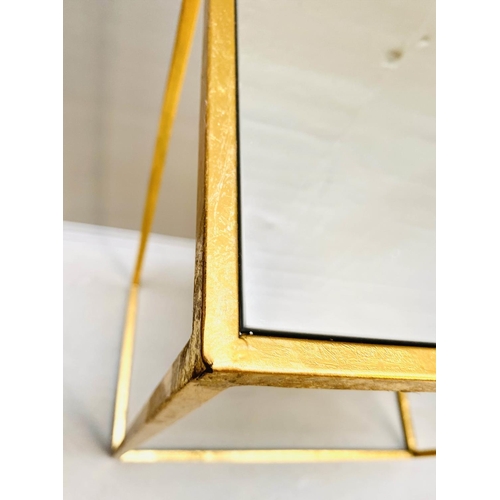 491 - SIDE TABLES, a pair, 1960s French style, gilt metal, mirrored tops, 66cm x 56cm x 30cm. (2)