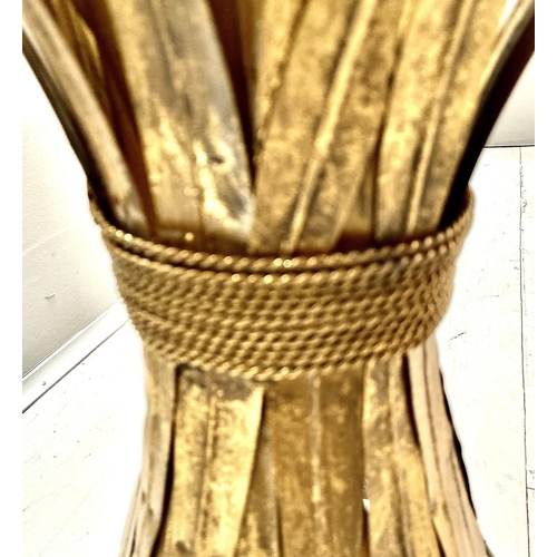 492 - MAISON JANSEN STYLE SIDE TABLE, wheat sheaf design, gilt metal and glass, 60cm x 70cm x 70cm.