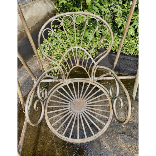 495 - ARCHITECTURAL GARDEN SWING, Regency style, faux verdigris metal, 228 cm x 180xm x 90cm.