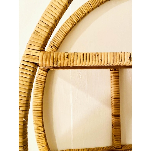 497 - WALL ETAGERE, 1970s Italian style, rattan, 80cm x 80cm x 19cm.