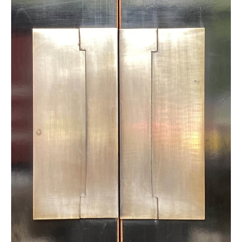 502 - WARDROBE, Chinese lacquered and silvered metal with two doors enclosing full height hanging, 205cm H... 