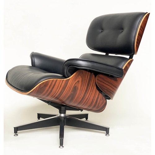 505 - AFTER CHARLES AND RAY EAMES LOUNGE CHAIR AND OTTOMAN, 88cm W, stool 62cm W. (2)