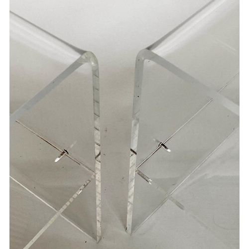 508 - LUCITE SIDE TABLES, a pair, 1970s square lucite and chromium framed each with canted corners and two... 