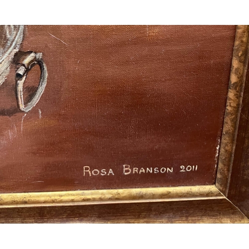 52 - ROSA BRANSON (British b.1933), 'Still life', oil on canvas, 90cm x 121cm, framed.
