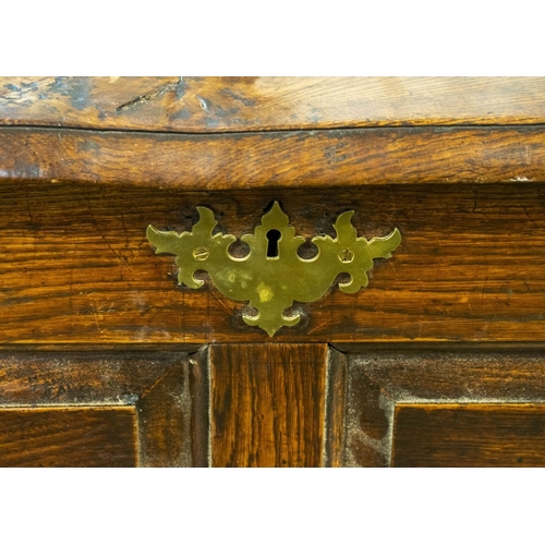 532 - COFFER, mid 18th century George II oak with hinged top, 93cm H x 134cm x 59cm.