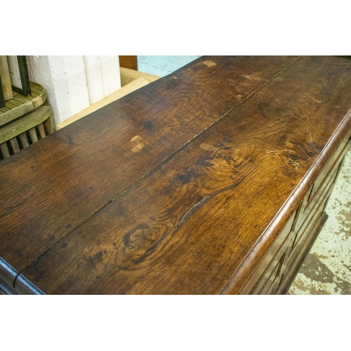 532 - COFFER, mid 18th century George II oak with hinged top, 93cm H x 134cm x 59cm.