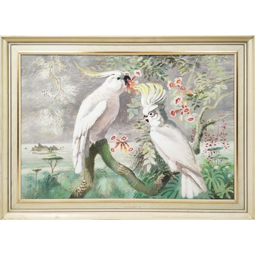 65 - SUSAN FRENCH (Australia 20th century), 'White Cockatoo', oil on board 60cm x 90cm, signed, titled an... 