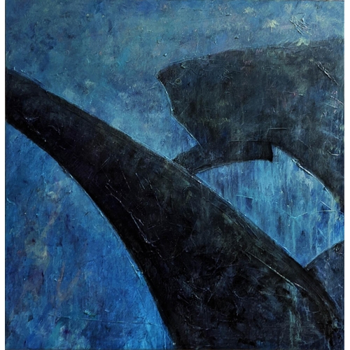 75 - KEVIN HUNTER, 'Shark', oil on canvas, 92cm x 92cm.