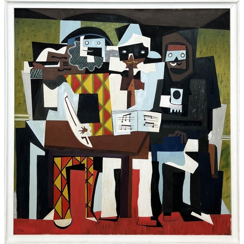 94 - AFTER PABLO PICASSO (1881-1973) 'Nous Autres Musiciens', oil on board, 115cm x 107cm, framed.