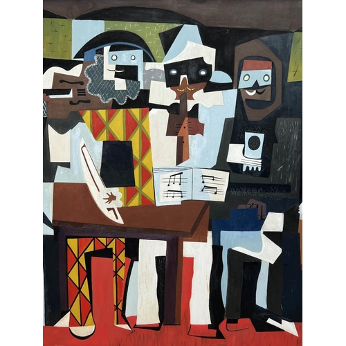 94 - AFTER PABLO PICASSO (1881-1973) 'Nous Autres Musiciens', oil on board, 115cm x 107cm, framed.