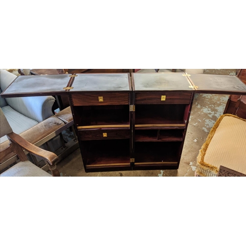 143 - ROSEWOOD BAR, 90cm H x 59cm W x 44cm D x 88cm open, hinged revealing a fitted interior with recessed... 