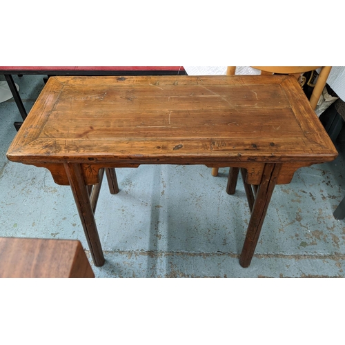 166 - CHINESE ALTAR TABLE, 104cm x 51cm x 75cm, antique firwood.