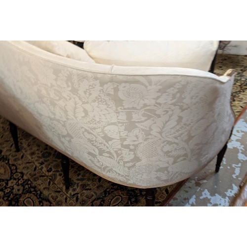 177 - SOFA, 187cm x 95cm H, George III style, in cream damask.