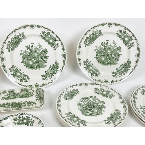 20 - PART DINNER SERVICE, Mason green 'fruit basket', including six large dinner plates six dinner plates... 