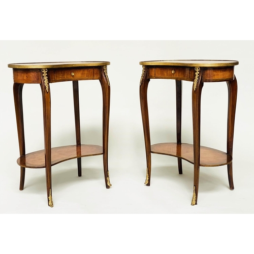 88 - KIDNEY SHAPED TABLES, a pair, French transitional style Kingwood, crossbanded and gilt metal mounted... 