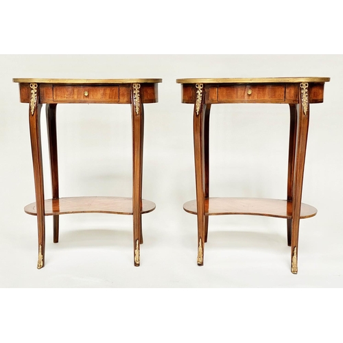 88 - KIDNEY SHAPED TABLES, a pair, French transitional style Kingwood, crossbanded and gilt metal mounted... 