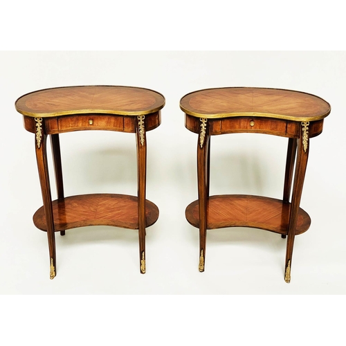 88 - KIDNEY SHAPED TABLES, a pair, French transitional style Kingwood, crossbanded and gilt metal mounted... 