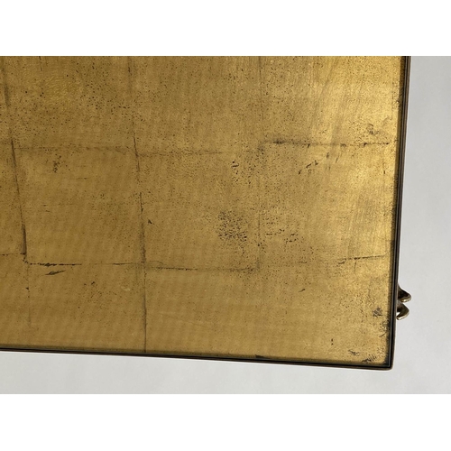 98 - COFFEE TABLE, 1970s Italian rectangular gold leaf squared top on 'X' polished metal supports, 85cm x... 