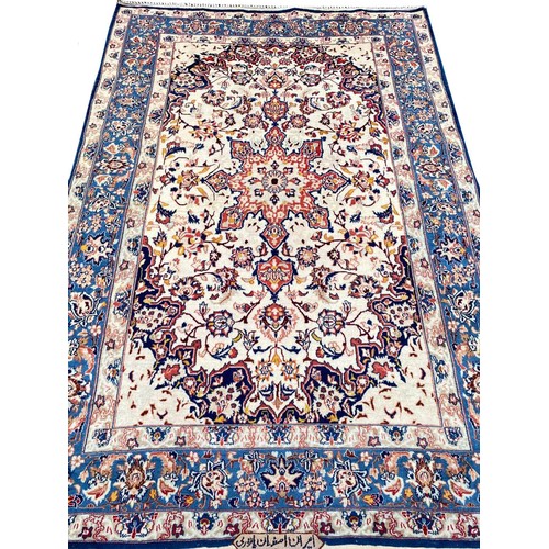 77 - PART SILK ISPHAHAN RUG, 160cm x 100cm.