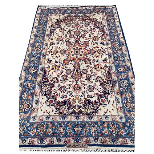 77 - PART SILK ISPHAHAN RUG, 160cm x 100cm.