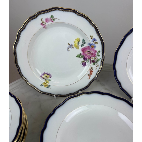 13 - PART MEISSEN DINNER SERVICE, early 20th century, having five soup bowls, five dinner plates, includi... 