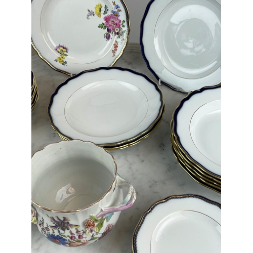 13 - PART MEISSEN DINNER SERVICE, early 20th century, having five soup bowls, five dinner plates, includi... 