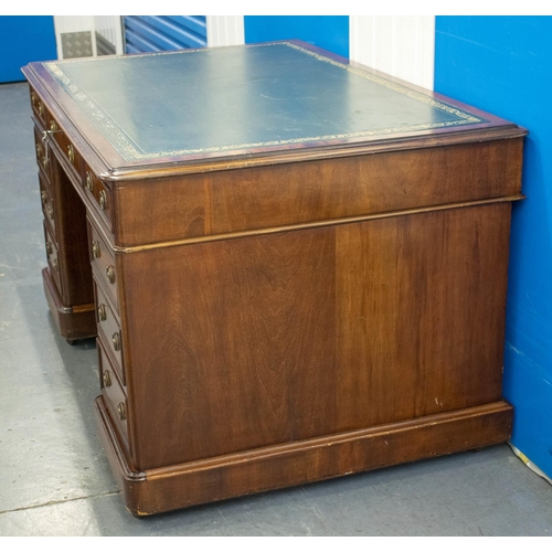 168 - PEDESTAL DESK, 78cm H x 136cm x 89cm, Victorian mahogany, circa 1870 with green leather top, nine dr... 