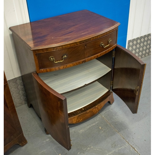 169 - BOWFRONT BEDSIDE CABINETS, 72cm H x 67cm x 48cm, a pair, early 20th century mahogany, each with draw... 