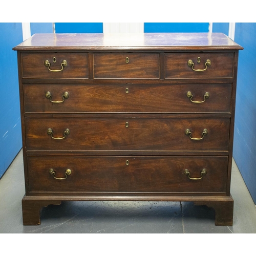 134 - CHEST, George III, mahogany, circa 1770, three drawers to top over three long graduated drawers, bra... 