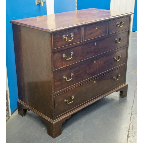 134 - CHEST, George III, mahogany, circa 1770, three drawers to top over three long graduated drawers, bra... 