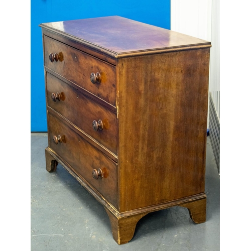 153 - CHEST, Georgian mahogany, 93cm W x 88cm H x 47cm D with three drawers on bracket supports.