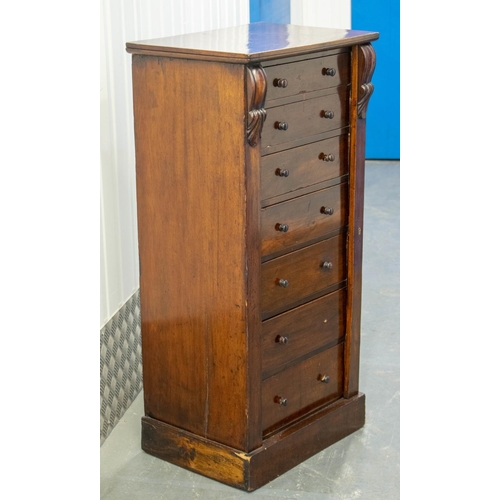 171 - WELLINGTON CHEST, 103cm H x 49cm W x 37cm D, Victorian mahogany with seven drawers.