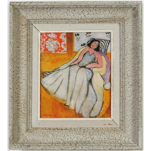 55 - HENRI MATISSE, Jeune femme a la pelisse, offset lithograph, signed in the plate, vintage French fram... 