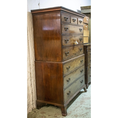 141 - CHEST ON CHEST, circa 1770 George III mahogany in two parts, with nine drawers, 188cm H x 127cm W x ... 