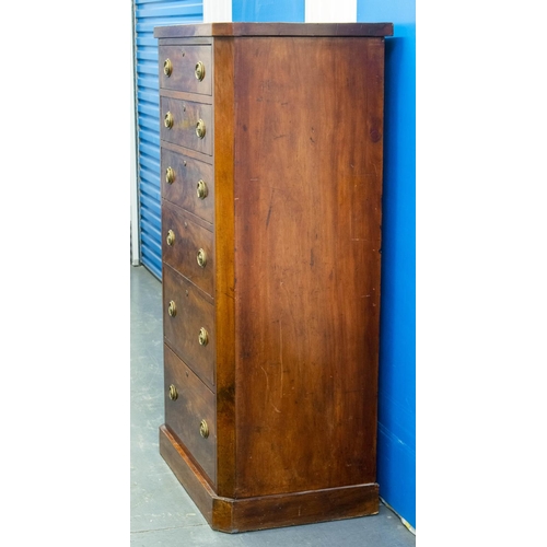 146 - TALL CHEST, 152cm H x 87cm W x 53c m D, mid Victorian mahogany with six drawers and 'VR' stamped loc... 