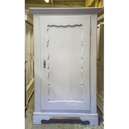 149 - ARMOIRE, 182cm H x 111cm W x 49cm D, 19th century grey painted with door enclosing hanging space.